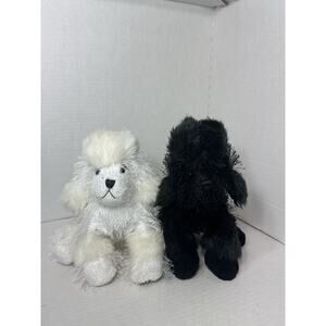 Webkinz GANZ lot of 2 White Poodle and Black Poodle Plush Stuffed Animal NO Code